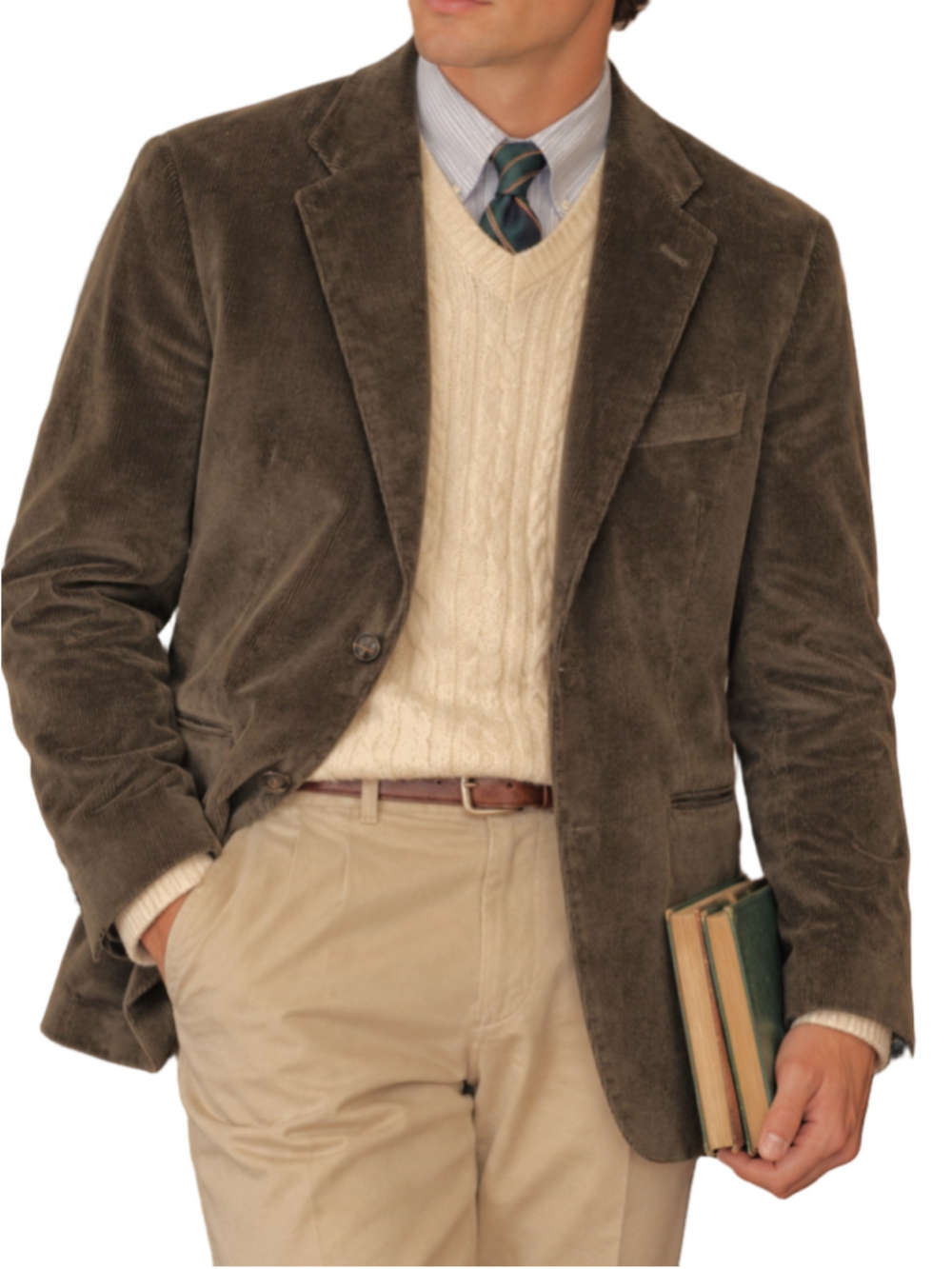 Vintage Adolfo Men's Brown Corduroy Blazer Jacket Sport Coat Size 40 Medium